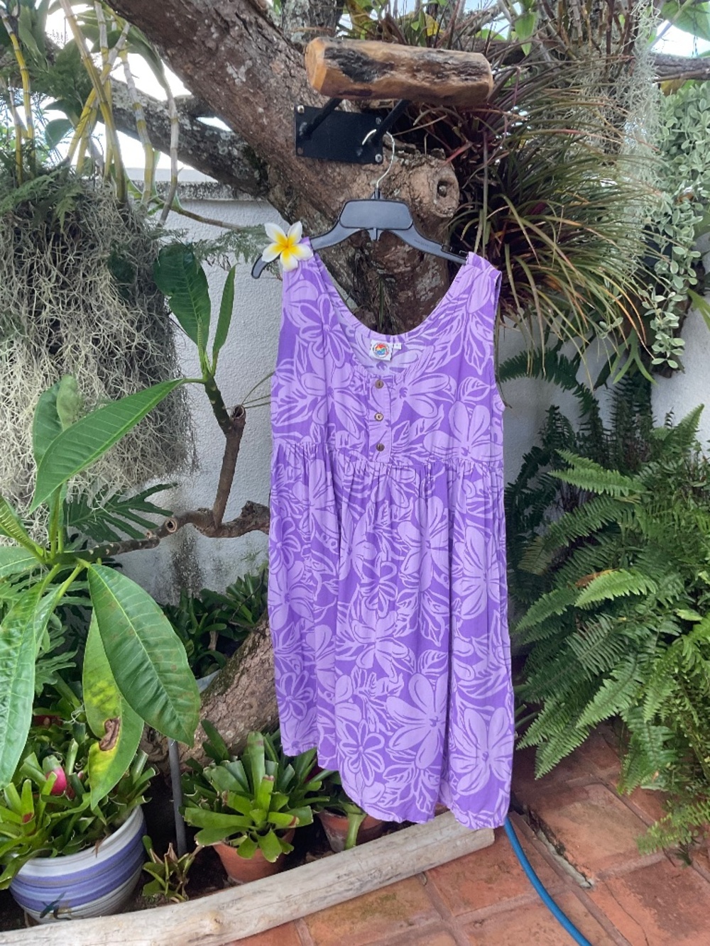 Lovely Lilac Tropical Dress   Size L